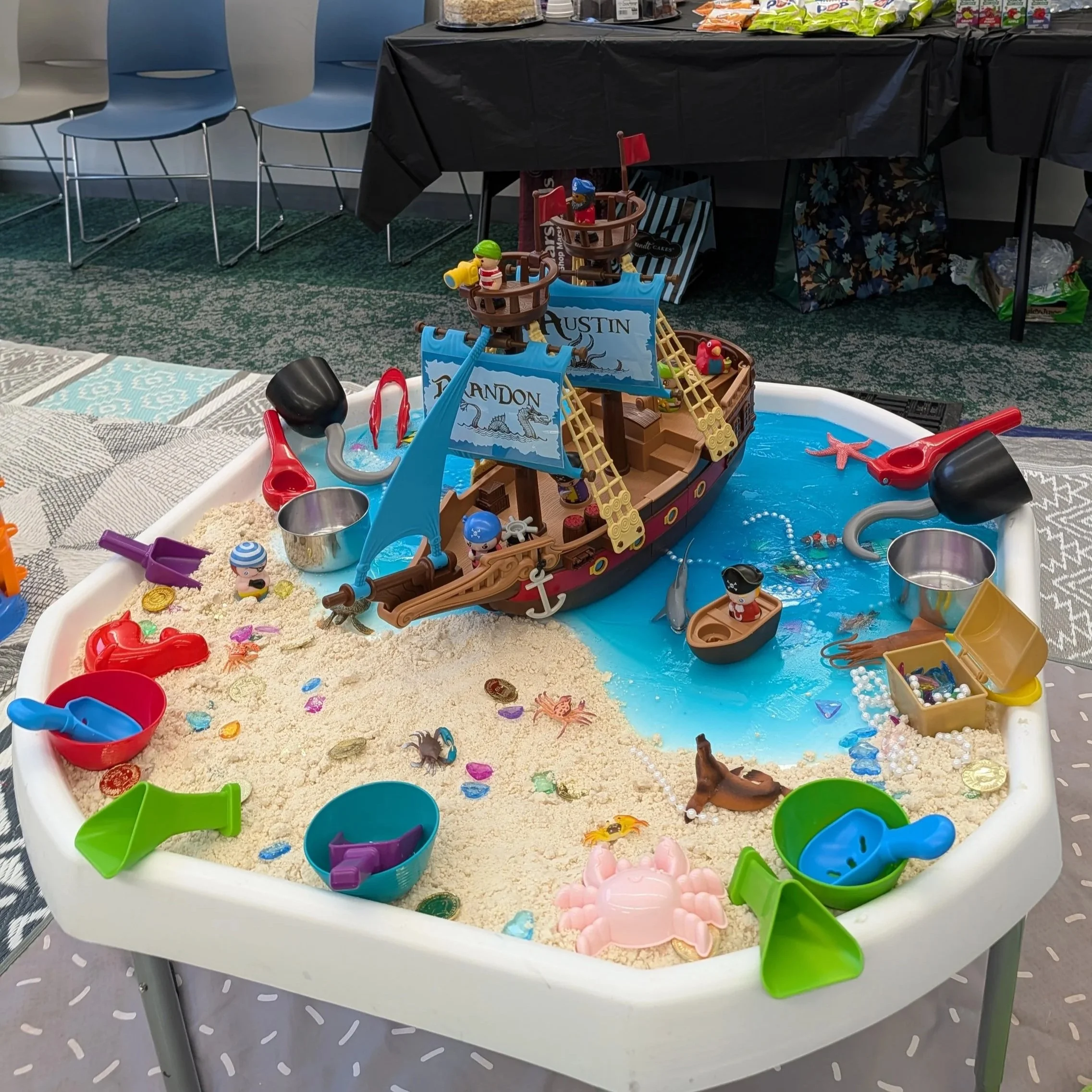 MEKA Large 38"x38", Small 28"x28" Tuff Tray Set Blue, Activity Sensory Tray Plus Stand Children, Outdoor Play Sand and Water Table for Toddlers and Kids, Toy Boys Girls