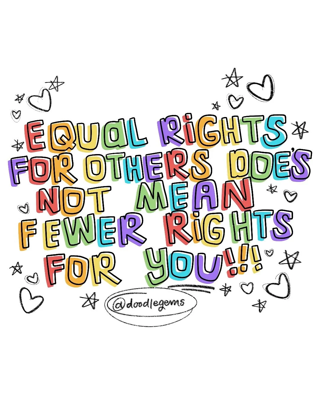 Repeat after me: Equal rights for others ✨ DOES NOT MEAN ✨fewer rights for you!!! 

#equalrightsforall #equalrights #artistsupportpost #artistsofig #lgbtqartist