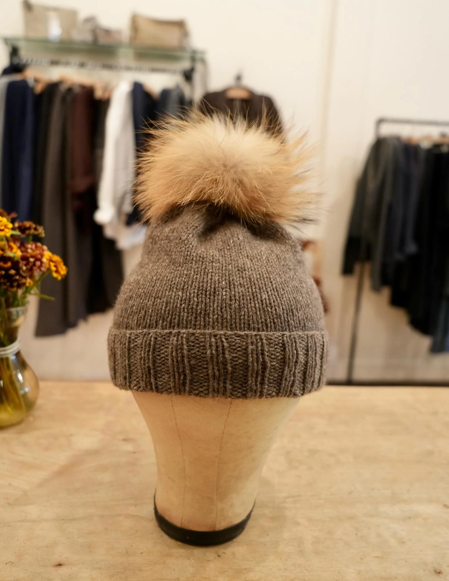These hats are so cozy! 

100% baby yak wool sourced directly from Nomadic Tibetan herders and hand-combed from the soft undercoats with no harm to the animals. Spun in Italy and hand knitted here in Mill Valley, California. 
Thank you Rhona / @miss_