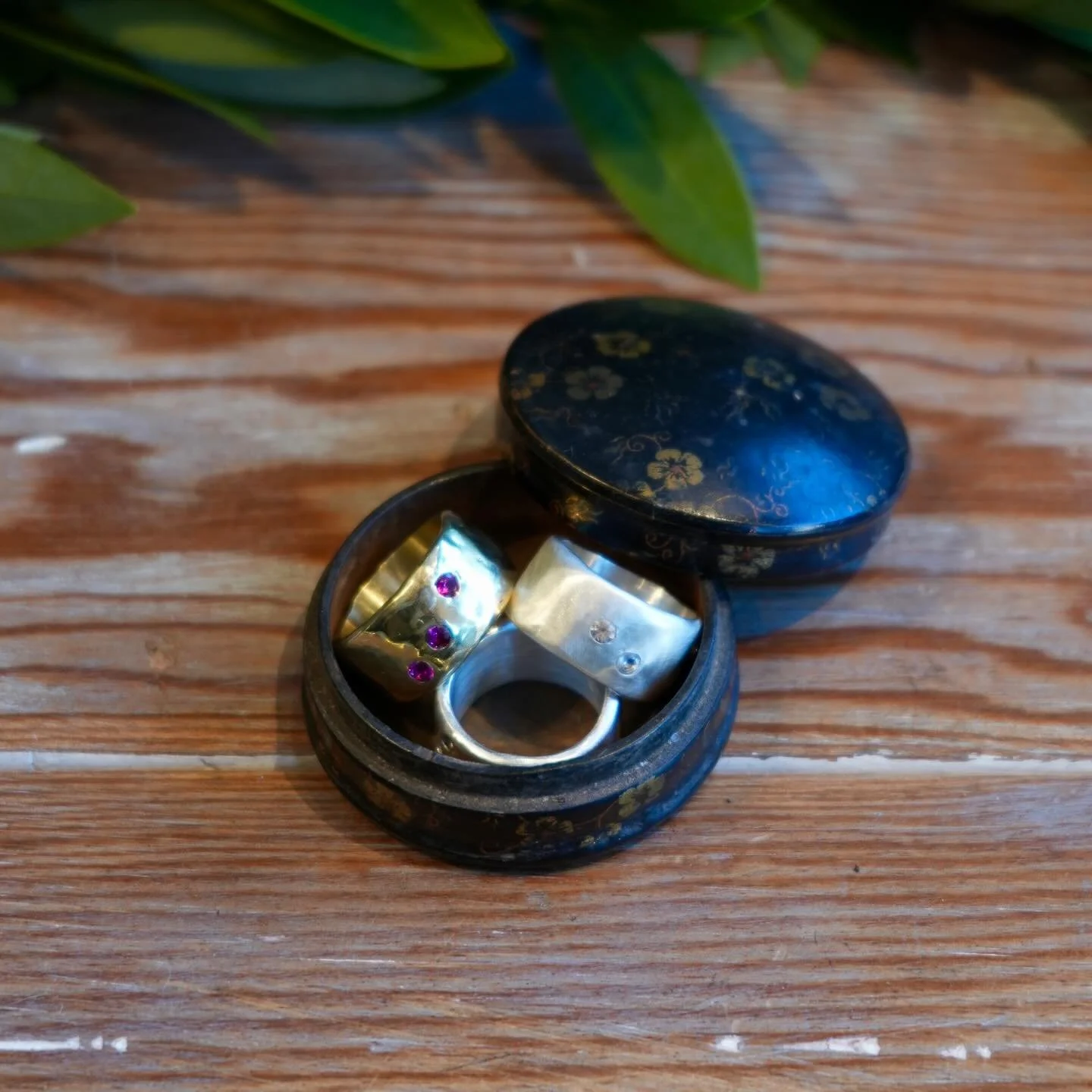 Meet the Mercantile ring by  @lieslpawliwhandmadejewelry. These are bronze with ruby and sterling silver with topaz. At the Mercantile we&rsquo;re grateful for the chance to work with such talented artisans and to connect their work with the communit