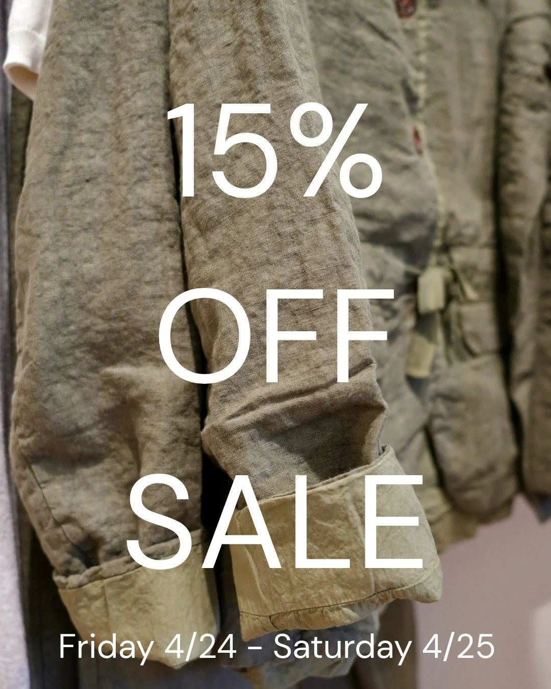 Come by this Friday and Saturday for 15% off the entire store!