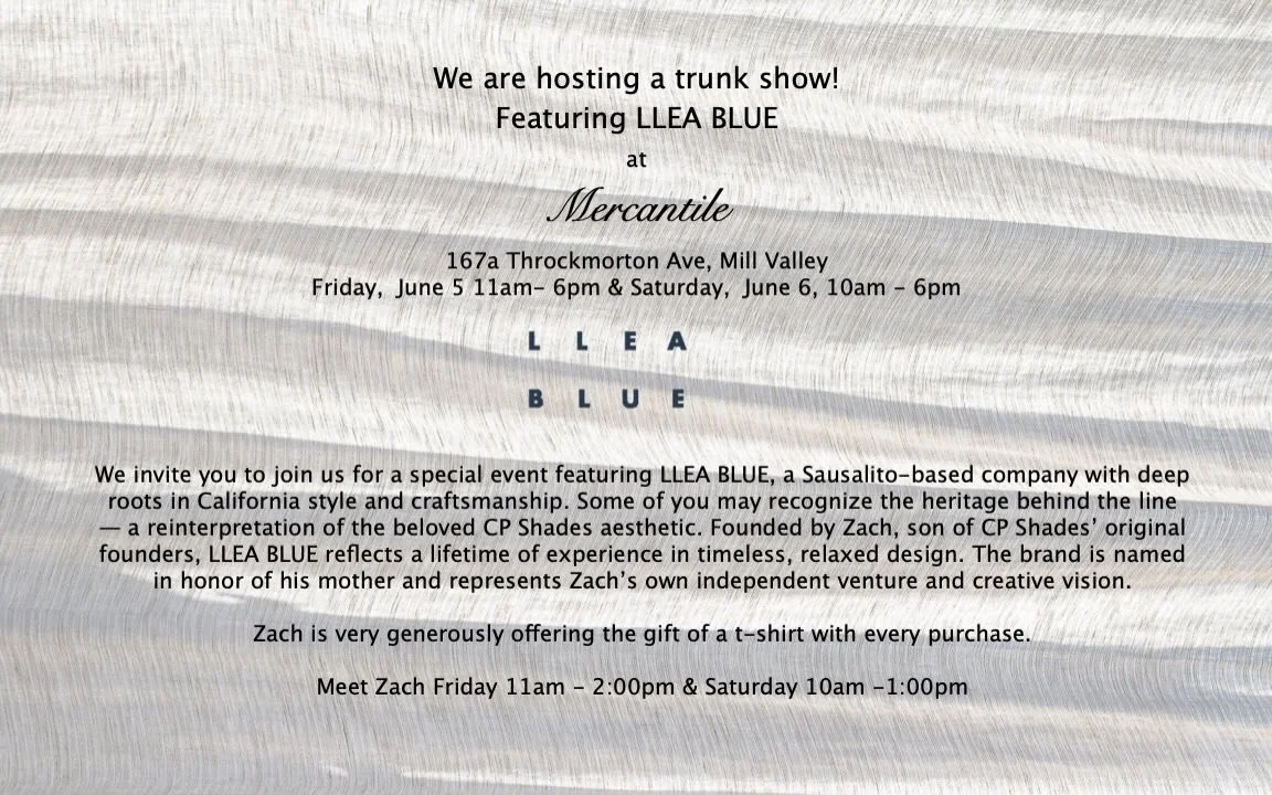 We are so excited to celebrate Llea Blue with you all! Come by June 5th and 6th to meet founder Zach and explore this stunning collection.