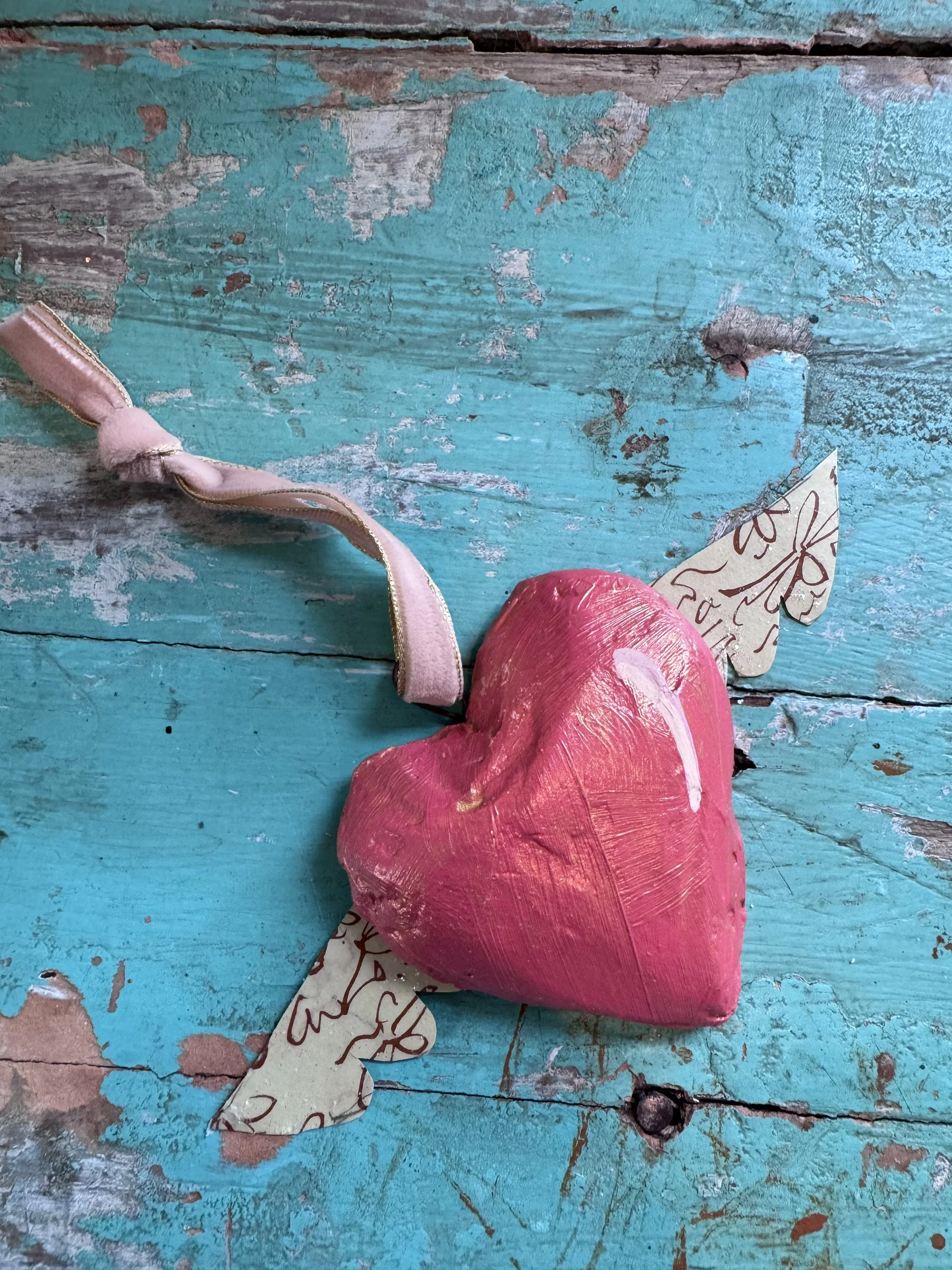 Mixed Medium Paper Mache Hearts
