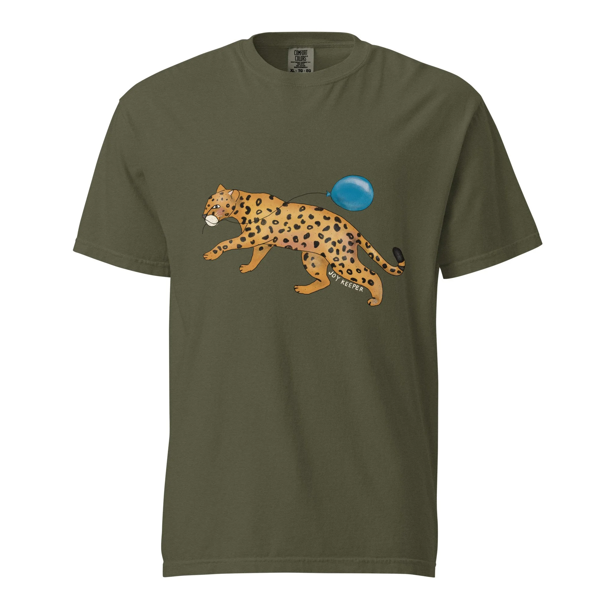 Just a cheetah with a blue balloon t-shirt