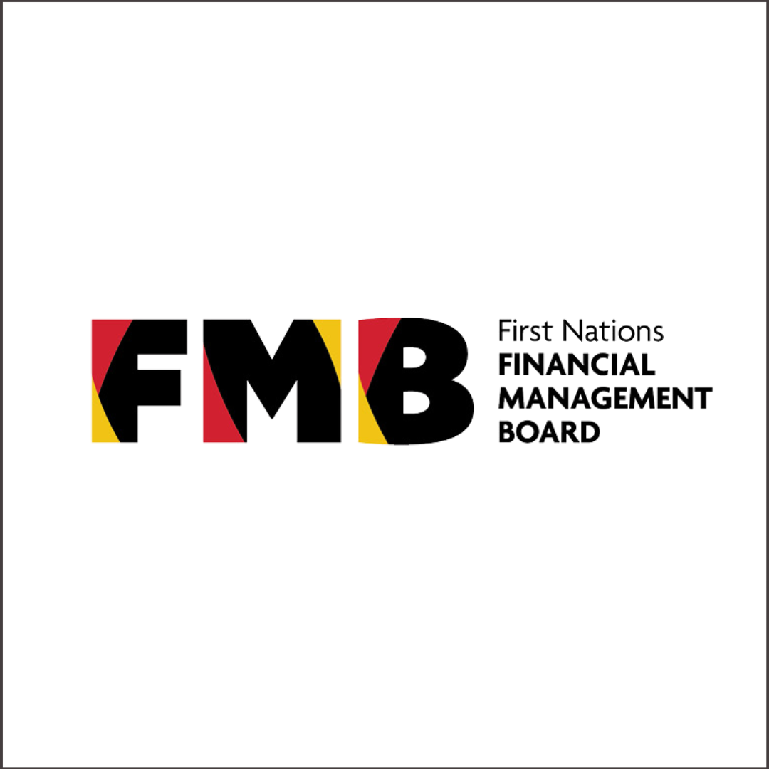 Logo of the First Nations Financial Management Board with the abbreviation FMB in large black letters accented with red and yellow color blocks, and the full name written to the right.