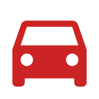 Red front view of a car.