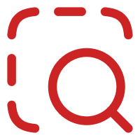 Magnifying glass icon with red outline