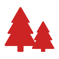 Two red Christmas trees