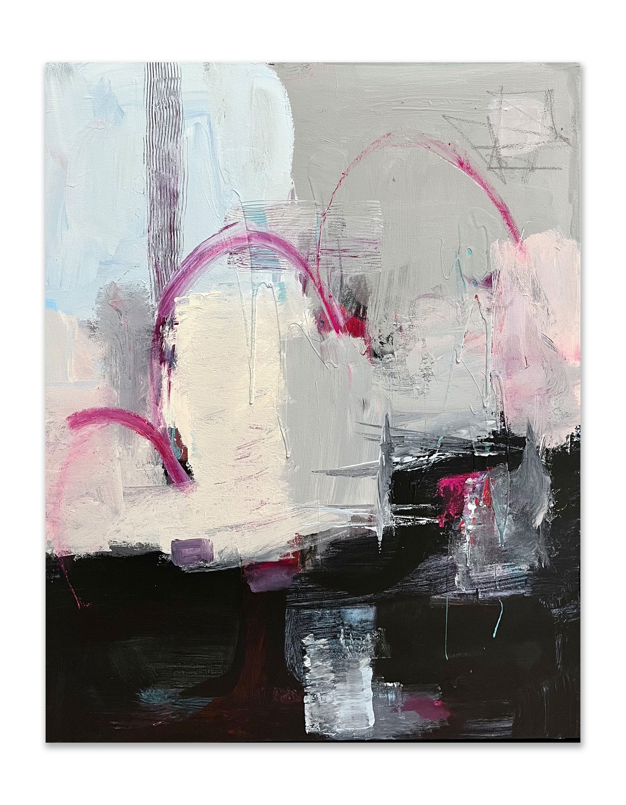 After the Storm, 2023, Acrylic, graphite, pastel, 30x24"