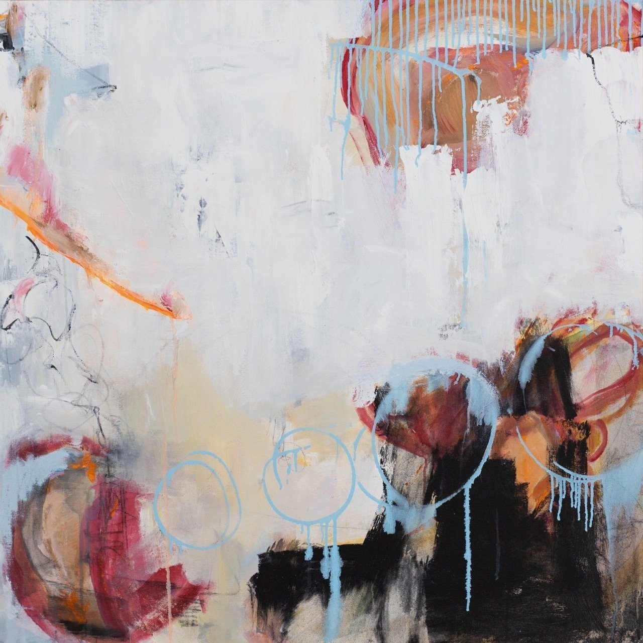 Hush, 2025, Acrylic and graphite on canvas, 38x38"