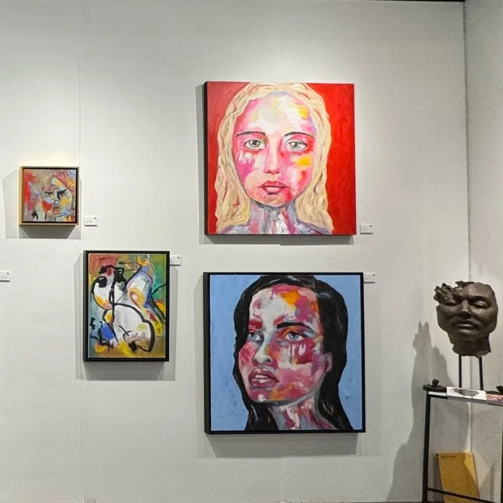 Installation View (L to R): Dusted In Gold; Le Société; Lucille; Domino; Perfect Imperfection (sculpture)