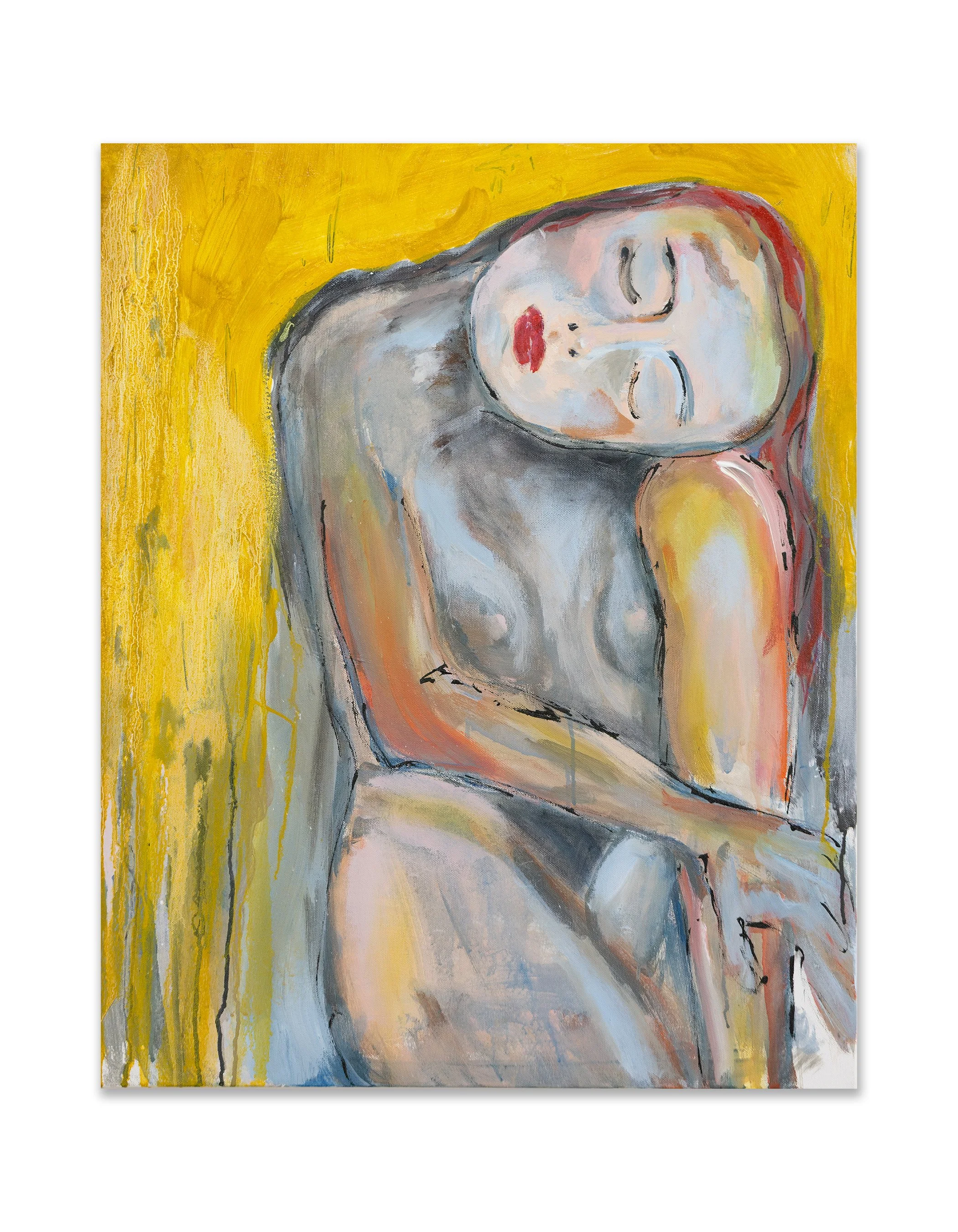 Sun Kissed Mood, 2025, Acrylic, graphite and oil on canvas, 30x24