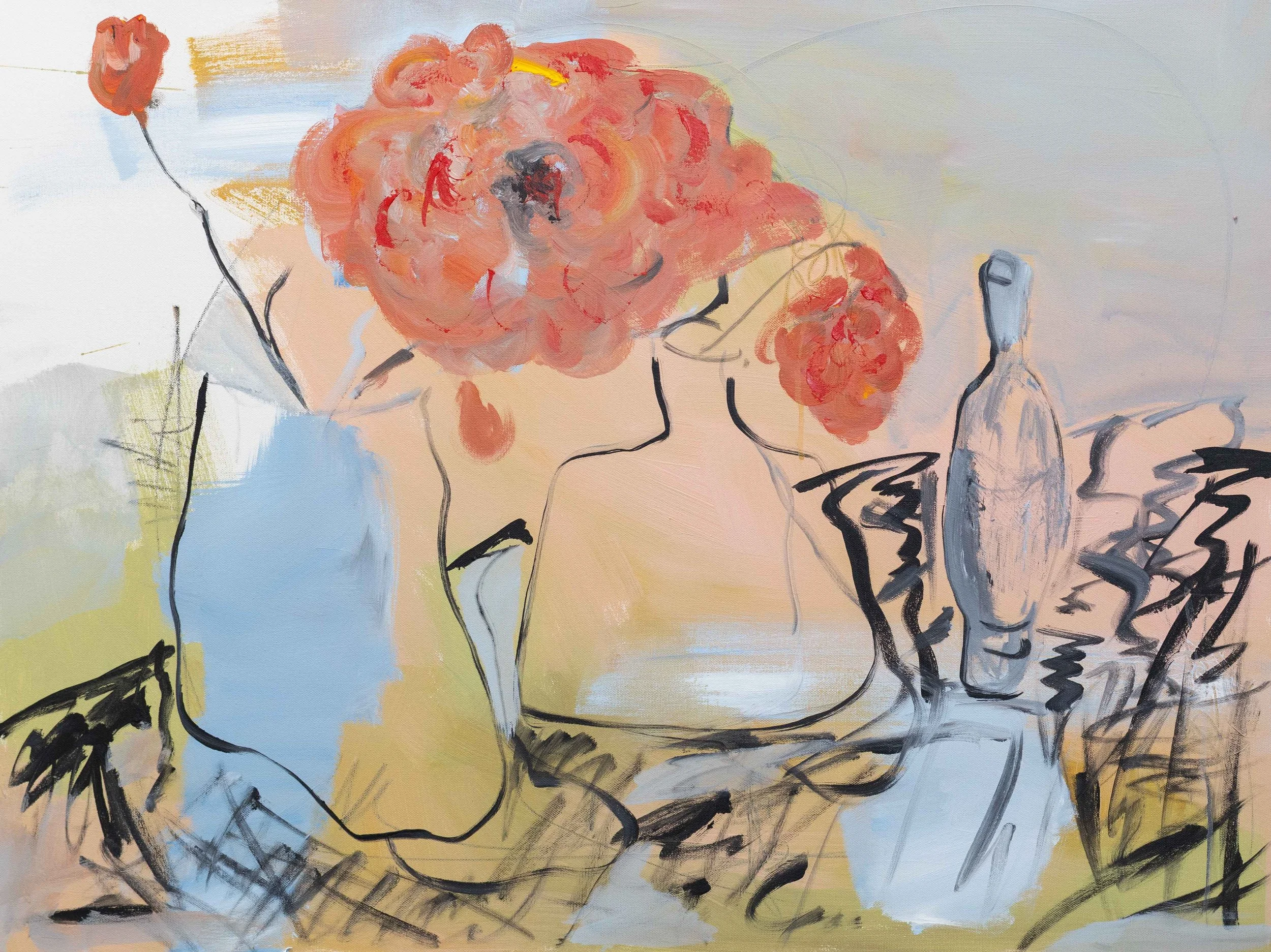 3 Vases, 2025, Acrylic in canvas, 24x30"