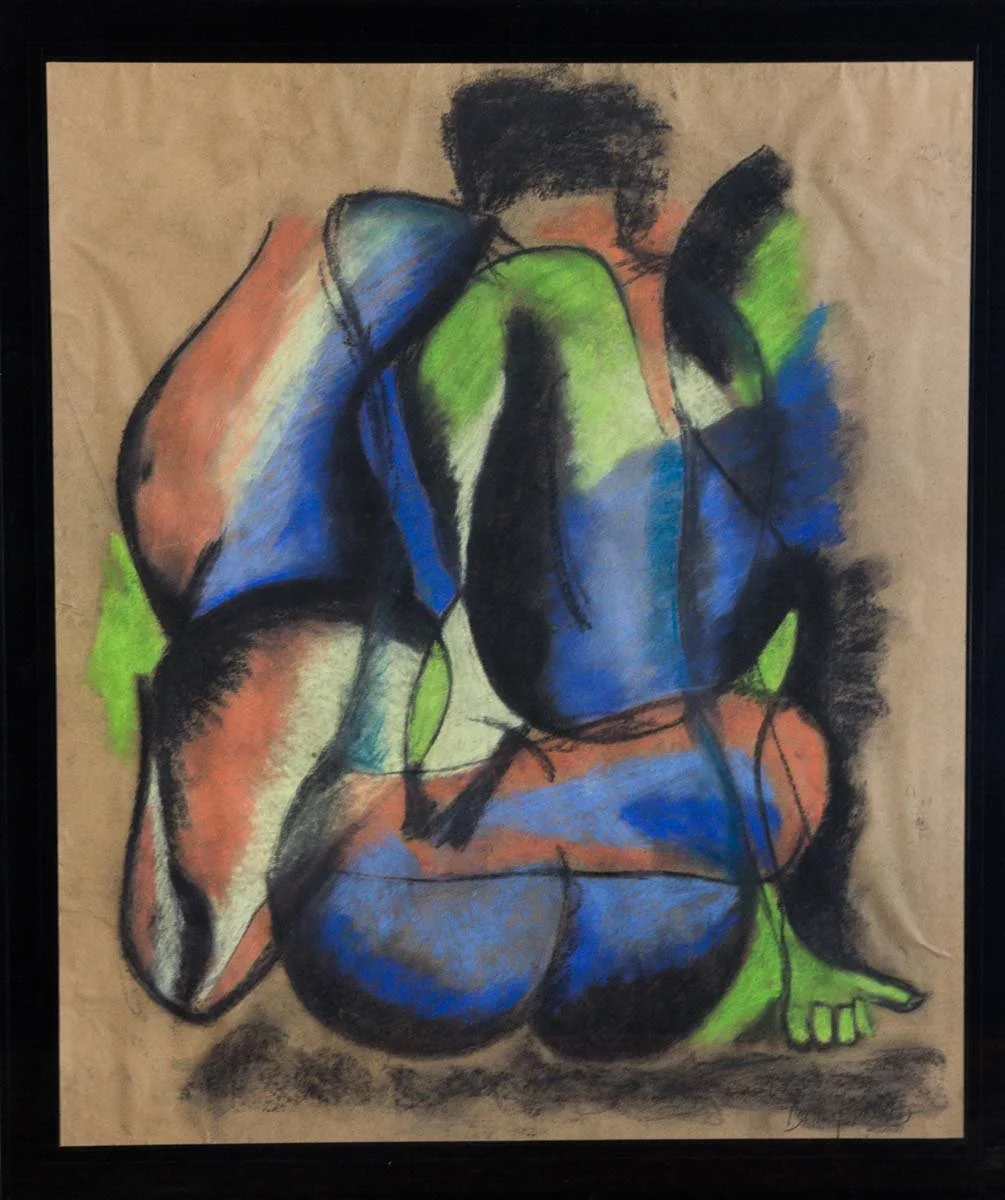 Abstract in Blue and Green, 2016, Pastel and chacoal on canvas, 42.5x36".jpg