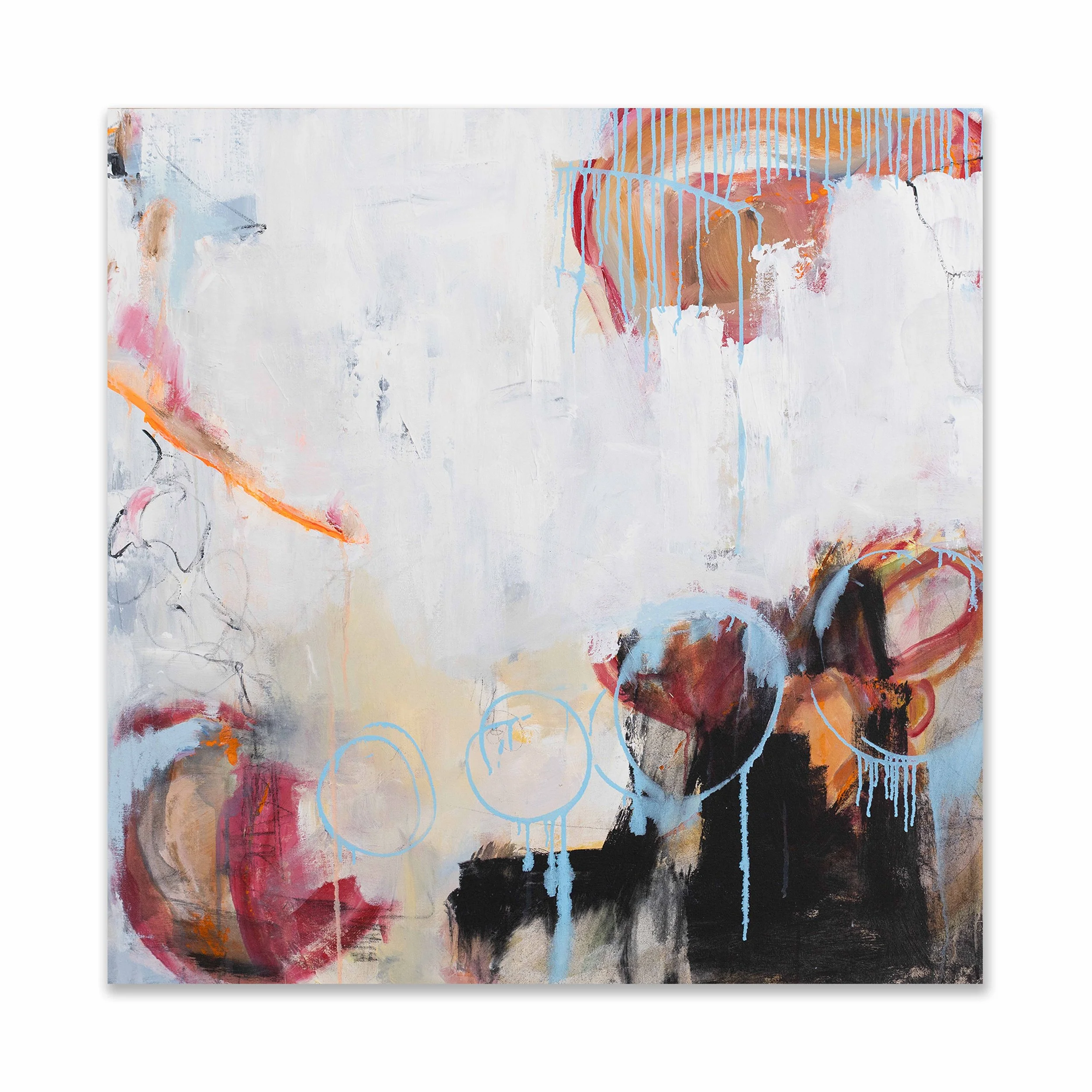 Hush, 2024, Acrylic, graphite on canvas, 38x38"