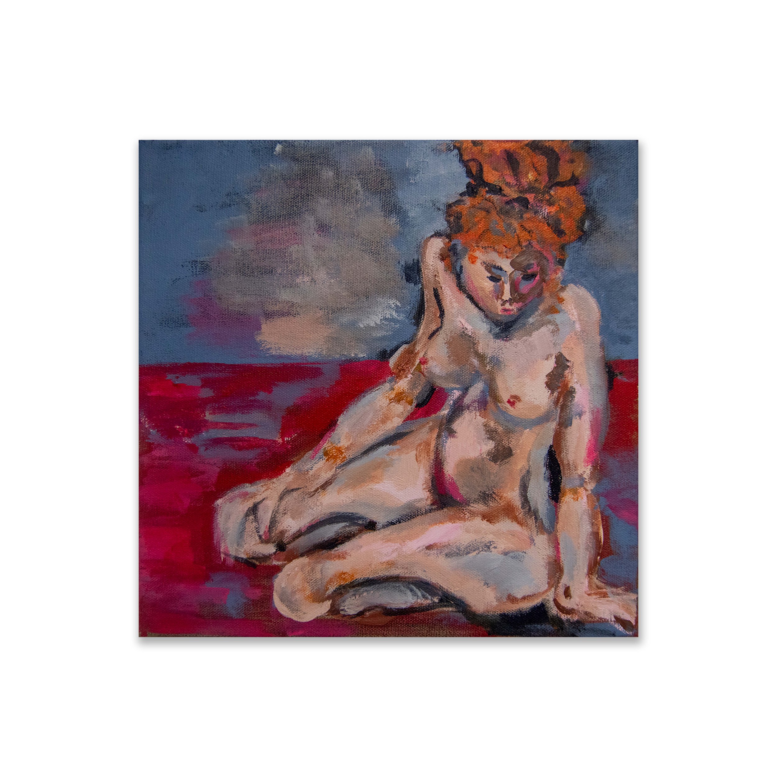 Flame, 2020, Acrylic and oil pencil on canvas, 12x12"