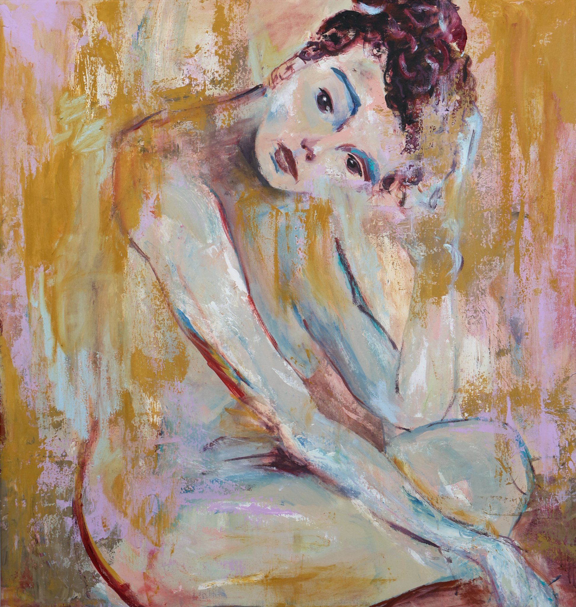 Dancer, 2025, Acrylic and oil stick on canvas, 40x41_ - webres.jpg