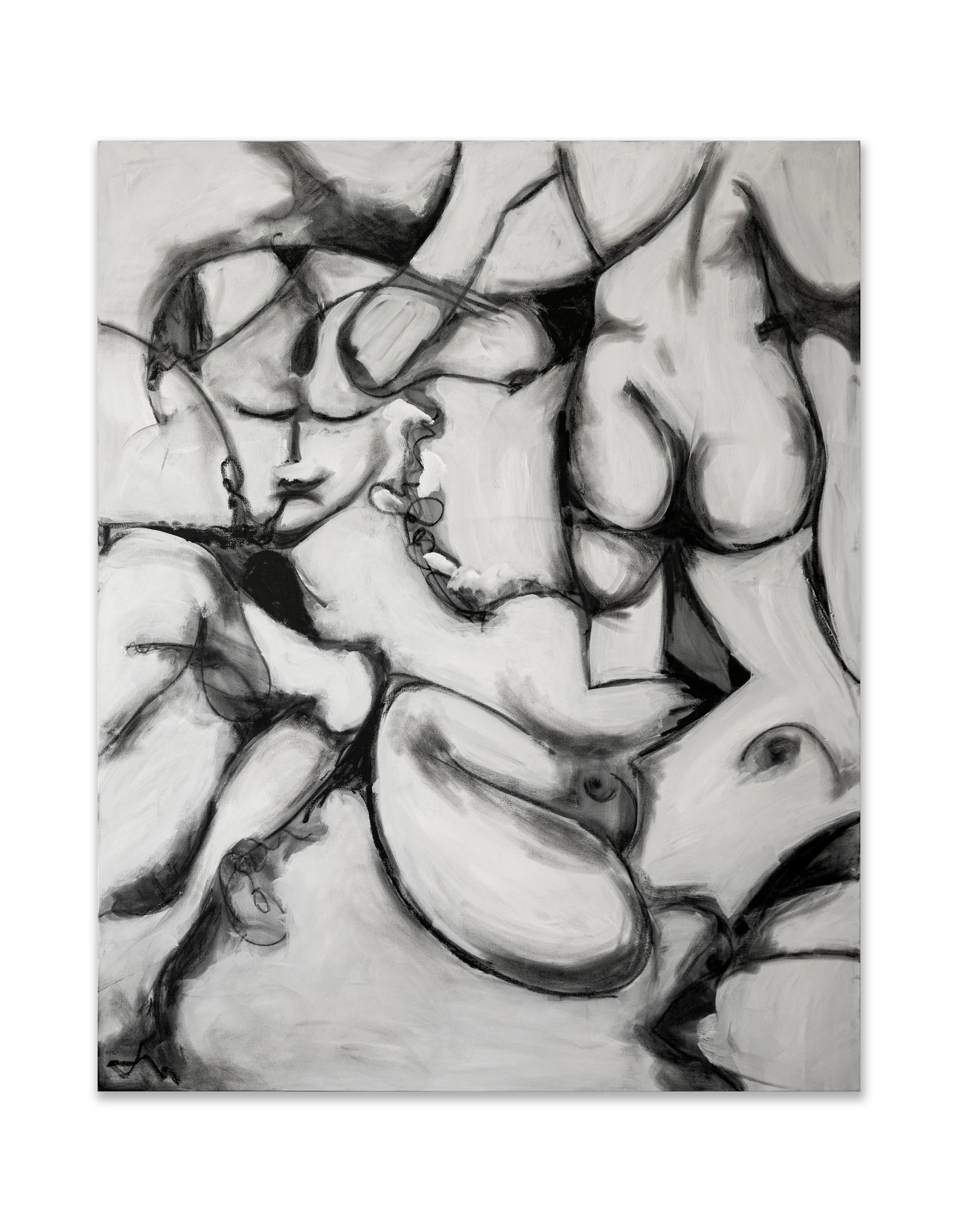 Abstract Nude V, 2019, Acrylic and charcoal on canvas, 48x36"