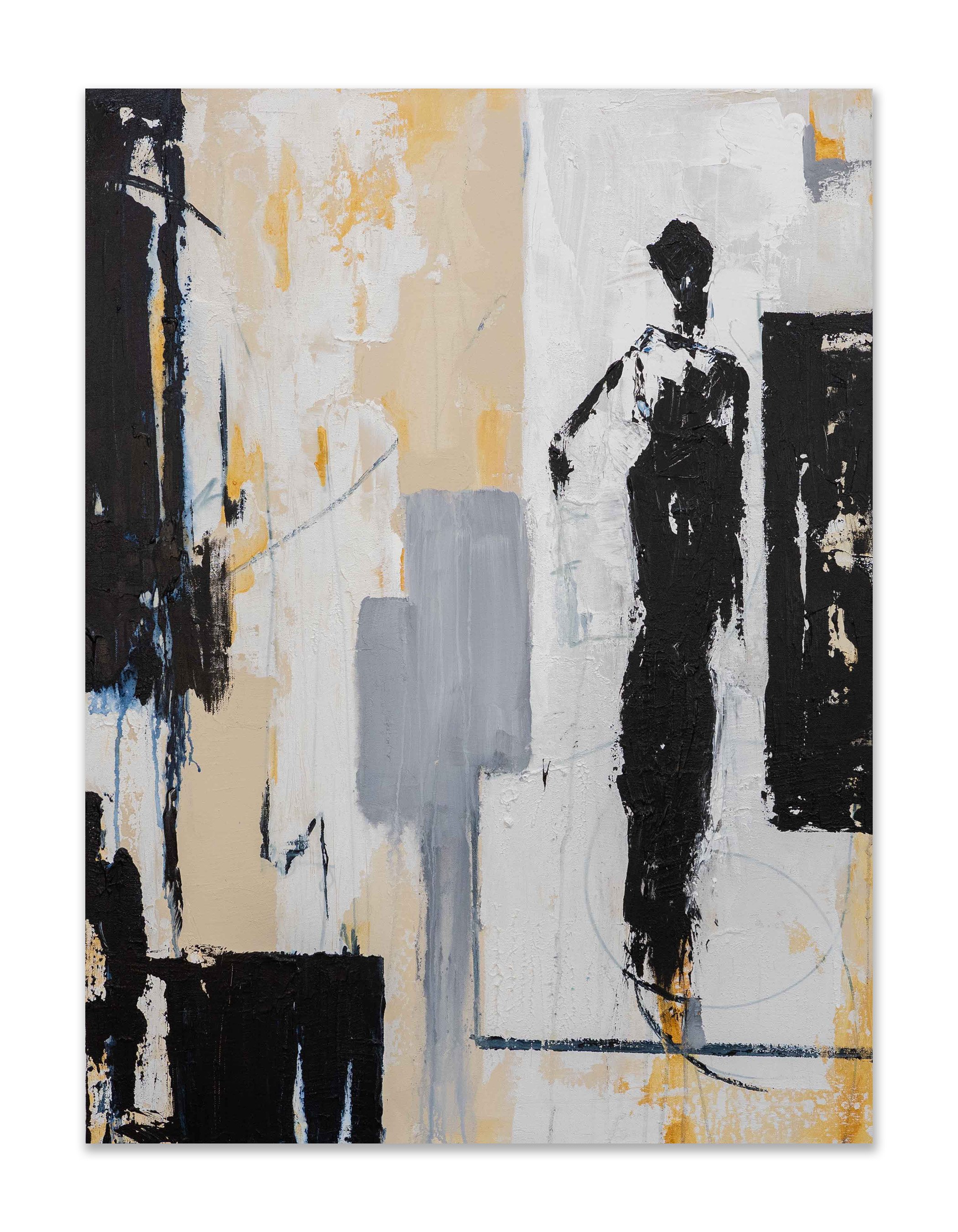 Silk & Smoke, 2026, Acrylic and coarse pumice on canvas, 40x30"