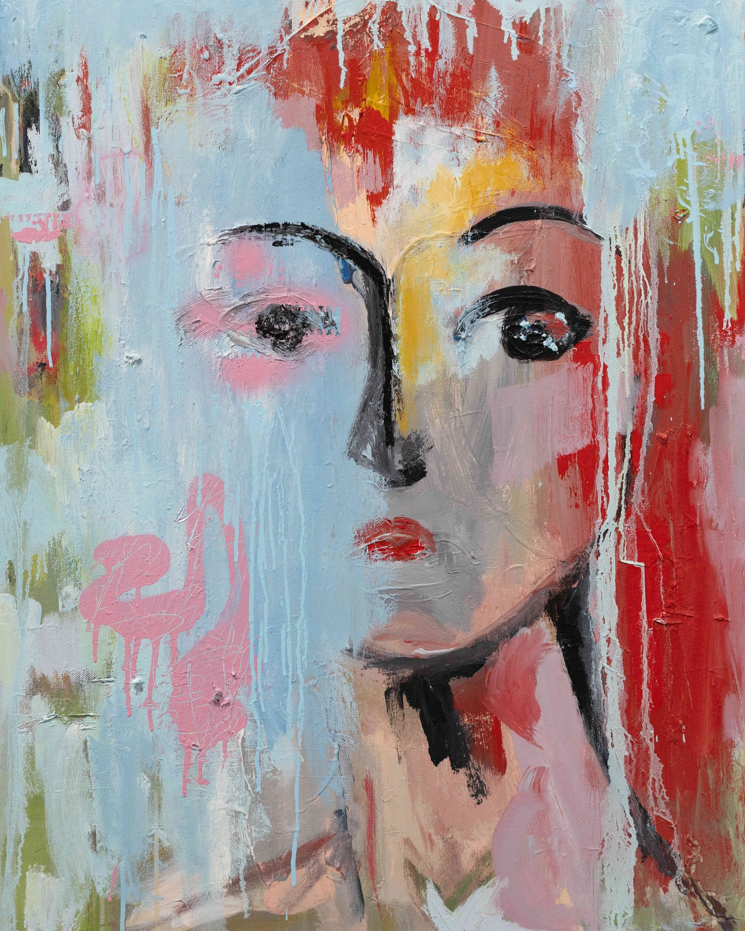 Wren, 2025, Acrylic , spray paint, oil stick, oil on canvas, 30x24" copy.jpeg