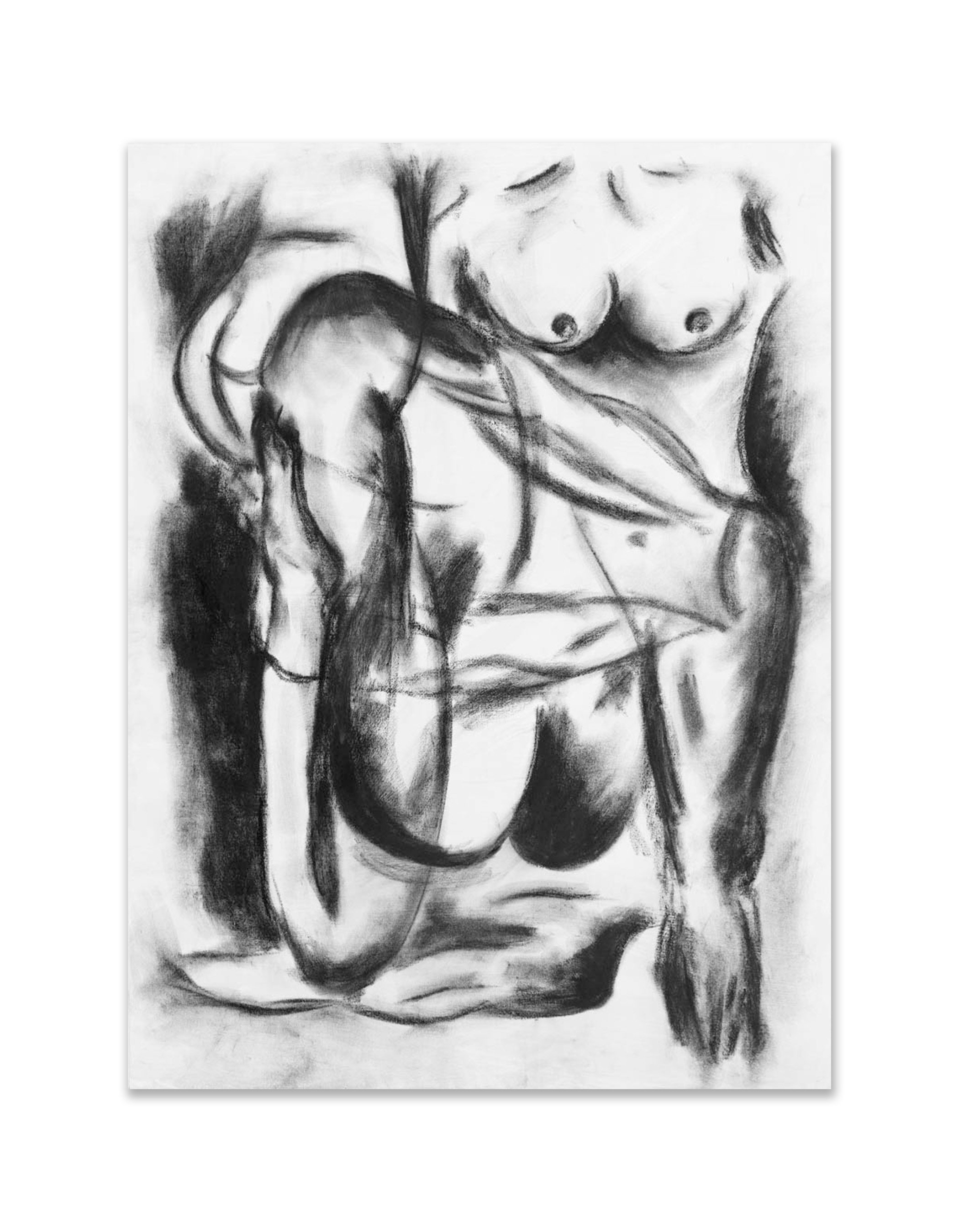Abstract Nude III, 2017, Acrylic and charcoal on canvas, 48x36"