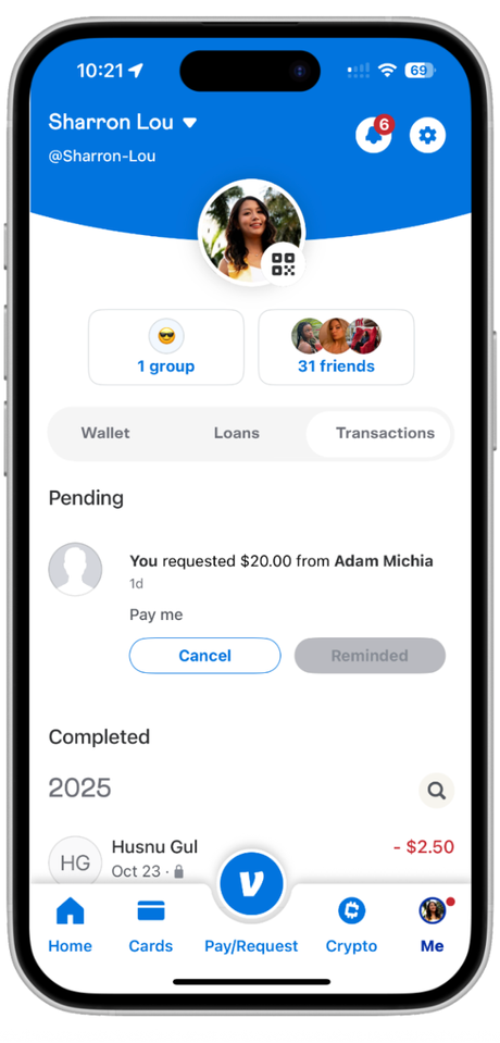 Simplified money management:

Users can track all peer-to-peer transactions in one place. The lending and borrowing extension is integrated seamlessly within Venmo’s existing interface.
