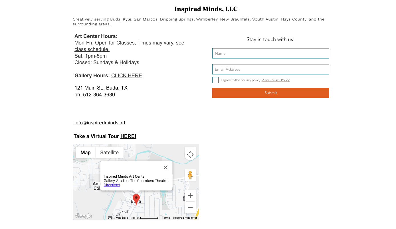 BEFORE: Position of “Hours”, “Stay in touch with us” and “Take a Virtual Tour Here” felt unintuitive in the footer.