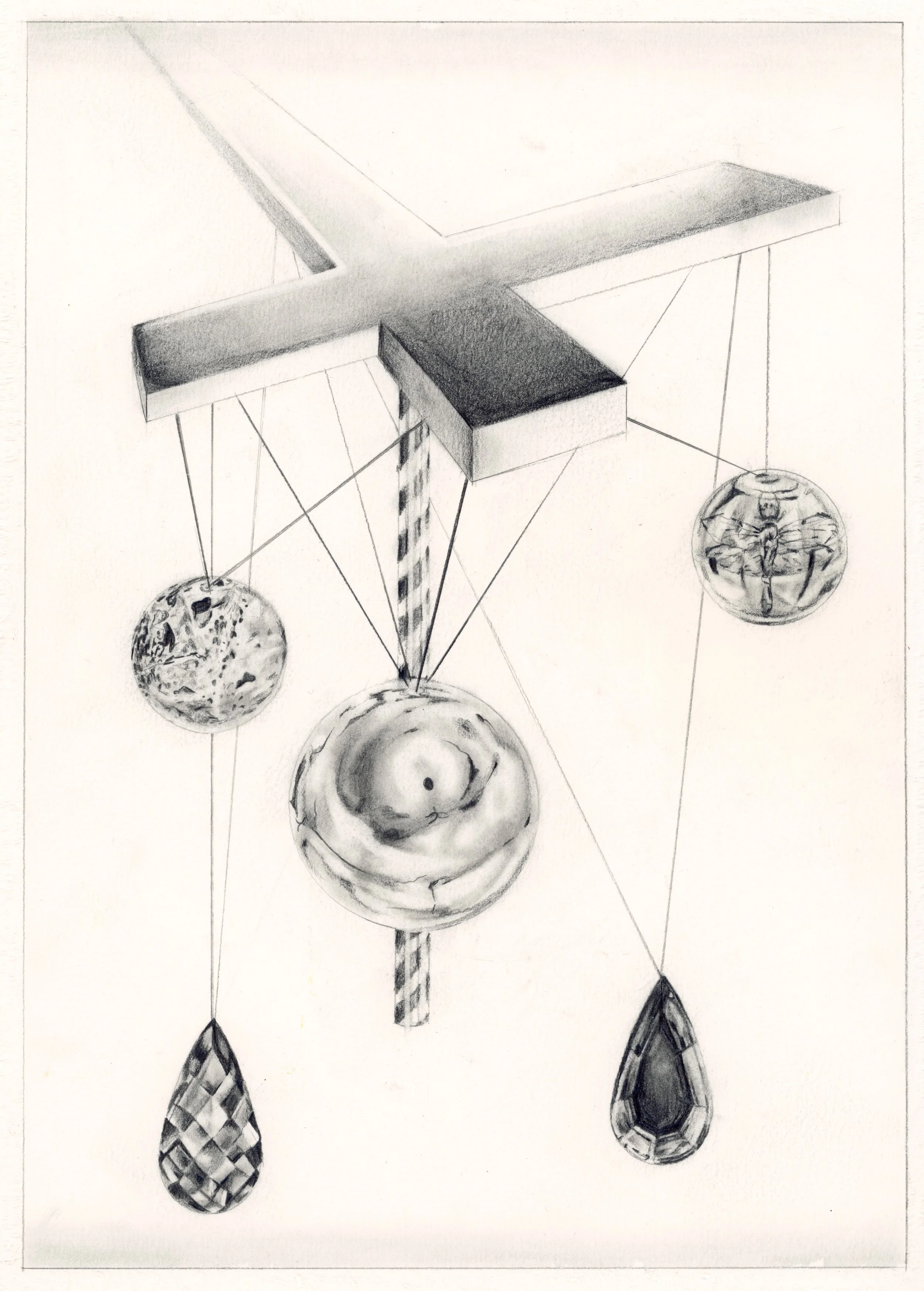 Dancing Diamonds, Graphite on Paper, 9 in. x 12 in., 2025