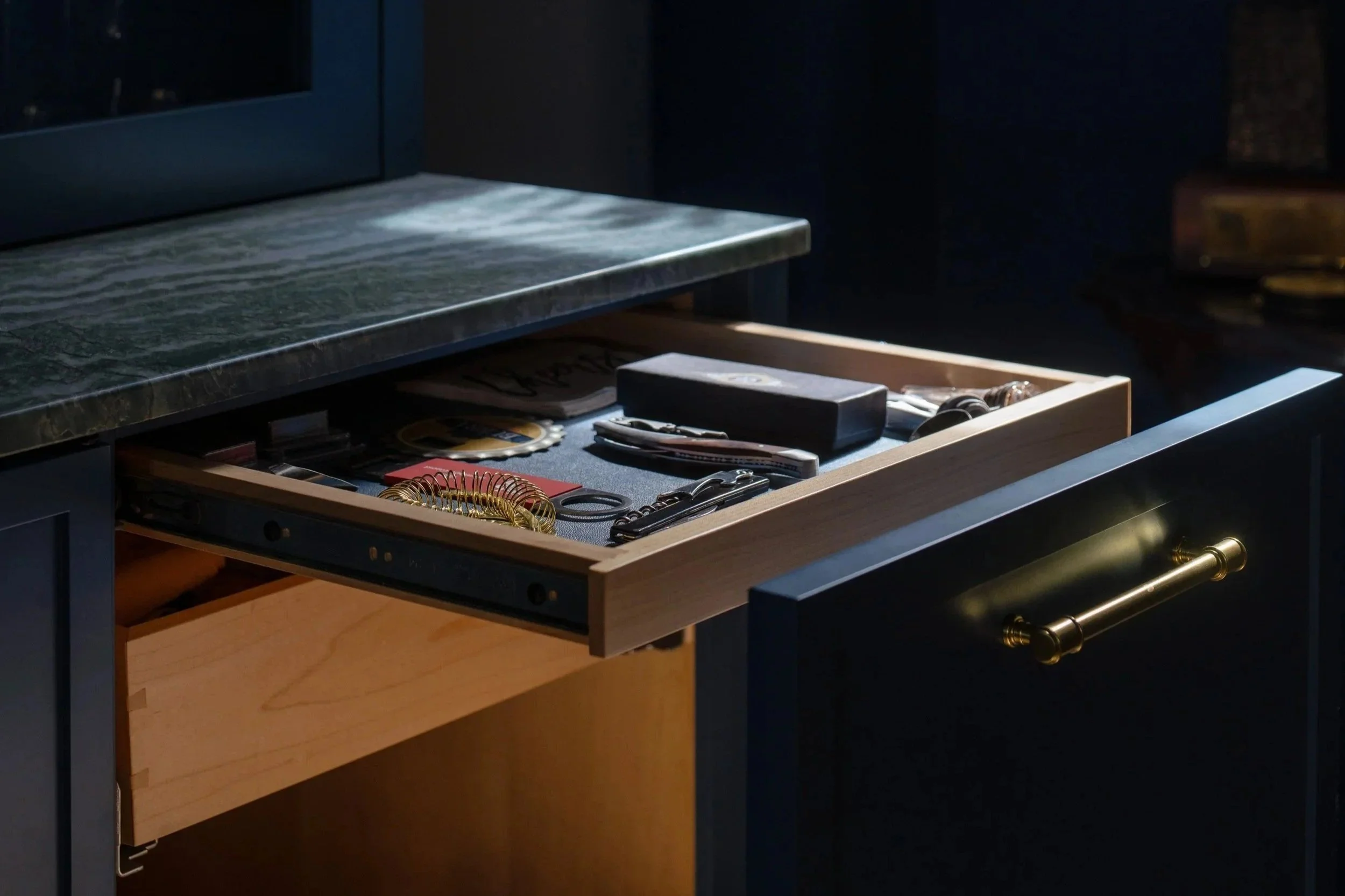 Custom drawer detail with integrated lighting by BUILT