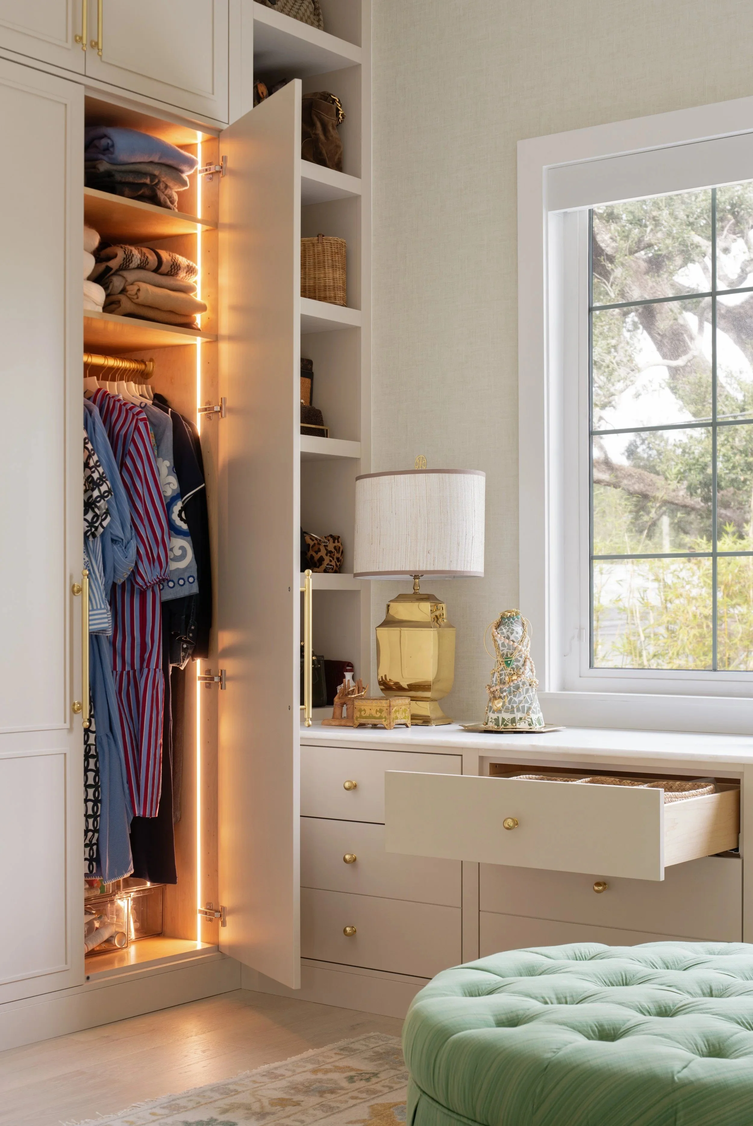 Walk-in closet with integrated lighting by BUILT, Tampa