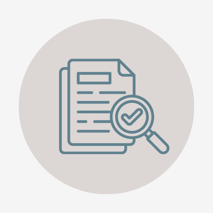 icon of magnifying glass and documents