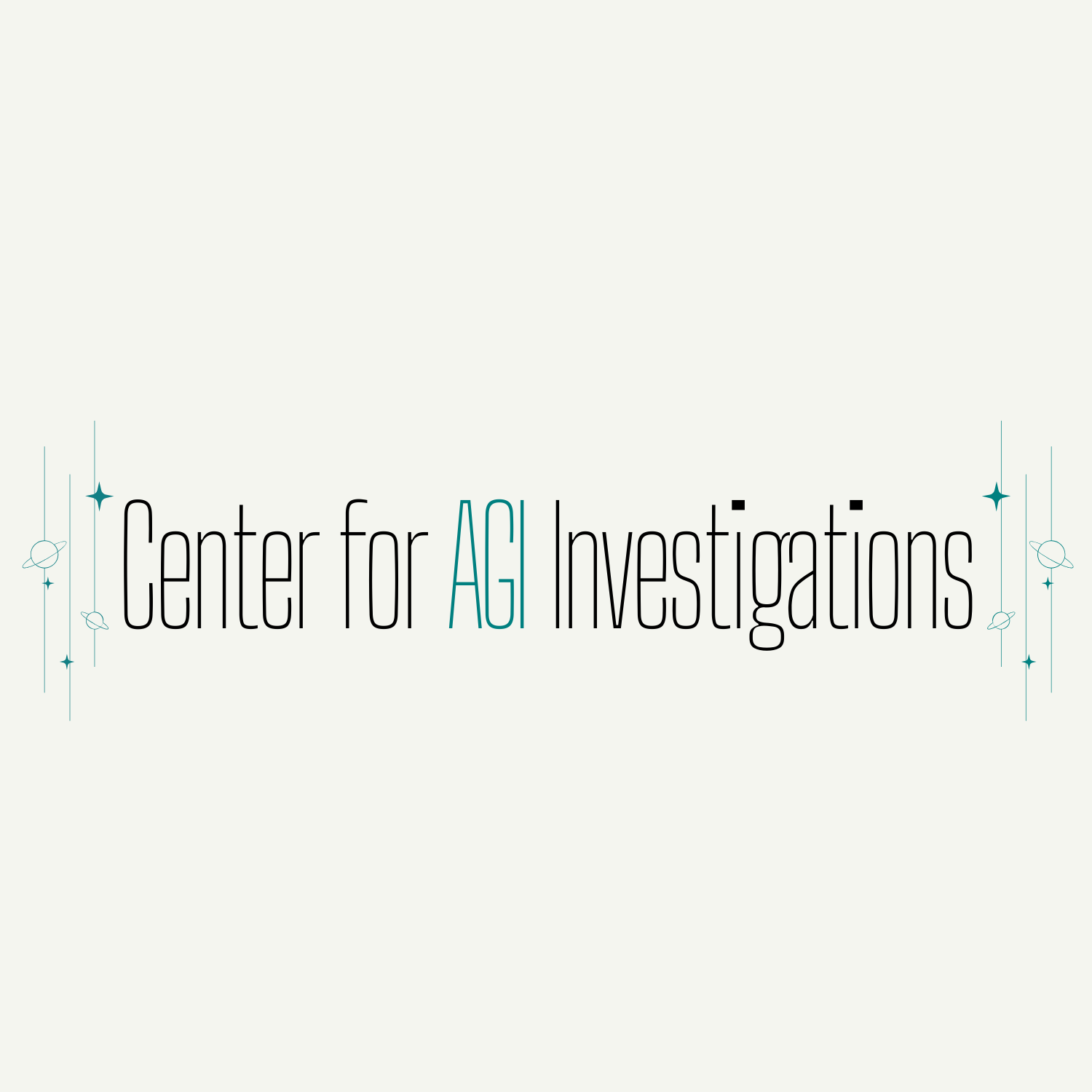 Logo with text 'Center for AGI Investigations' and decorative elements.