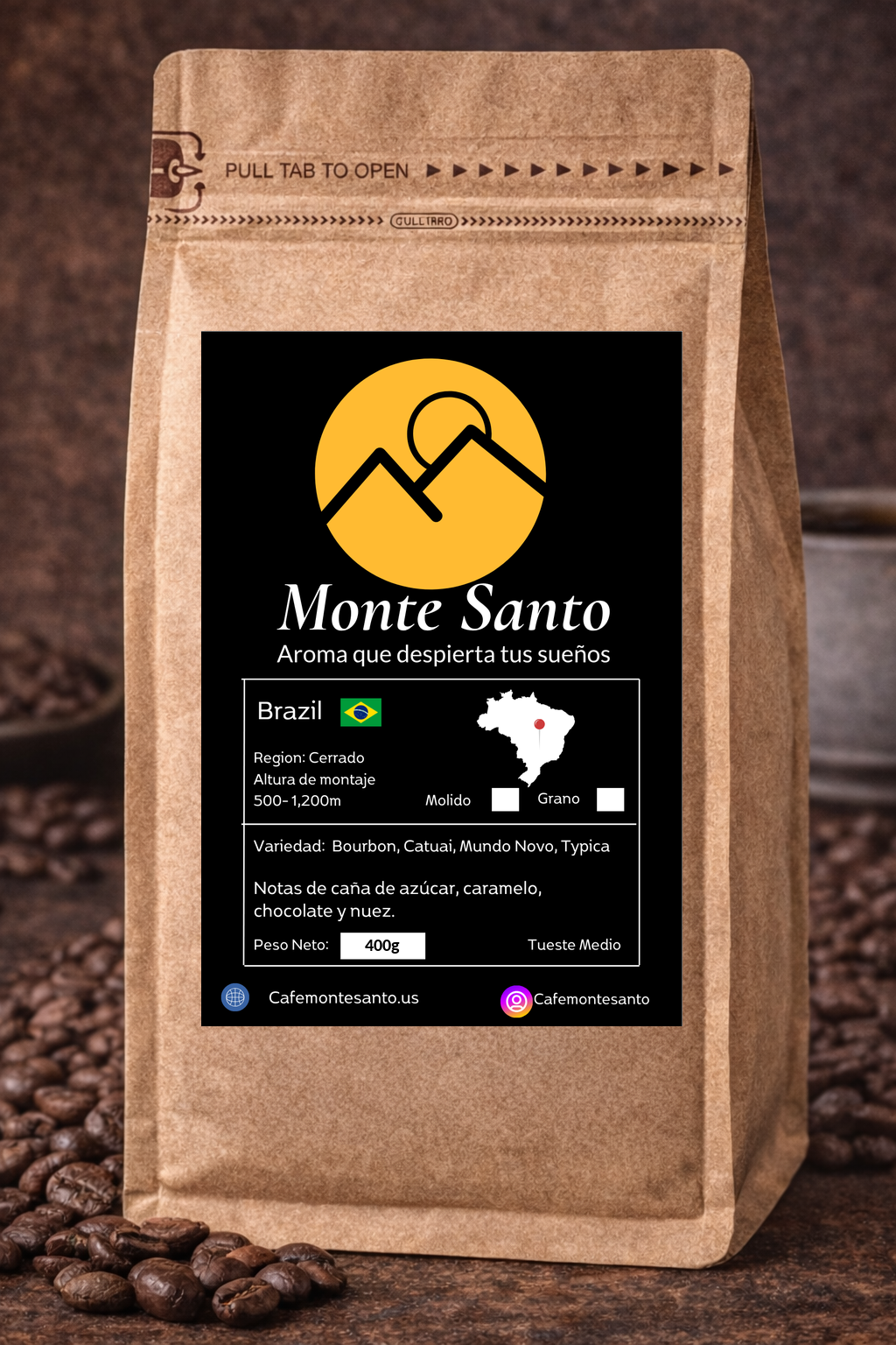 Café Brazil Cerrado Specialty Coffee 400g bolsa - Cafe MonteSanto