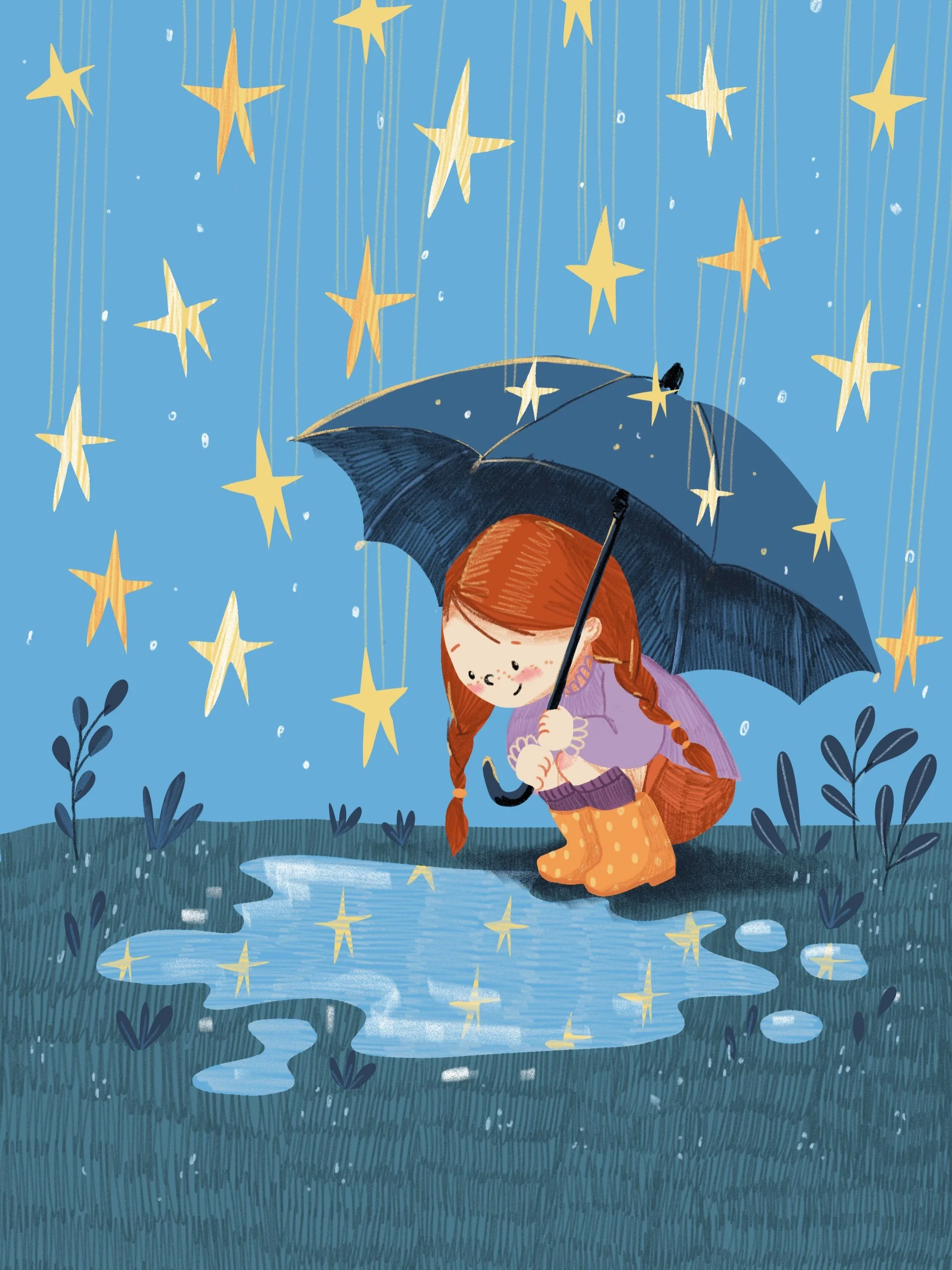 Pluie d &eacute;toiles ⭐️ pour le challenge de @lollart_  #lollartdtiys #noai #illustratrice #drawingchallenge #dtiys