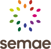 Logo de la société Semage avec un cercle de points colorés et le nom 'semage' en dessous.