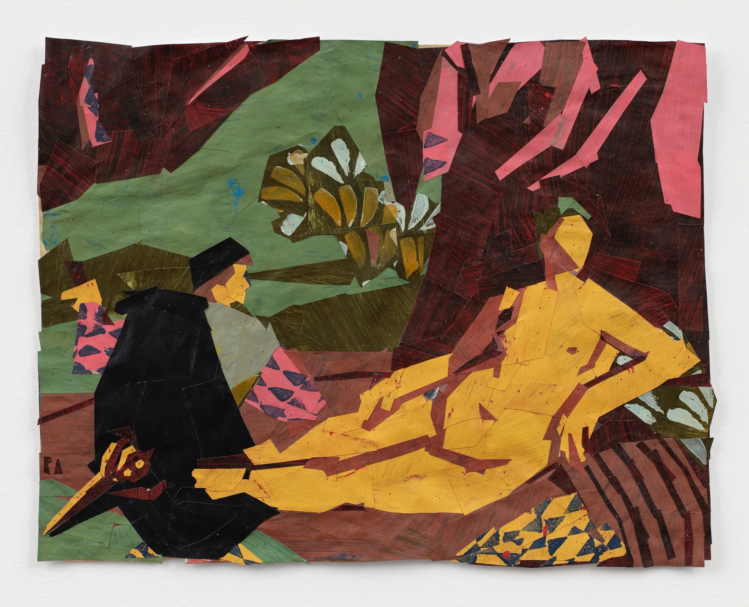 After Titian l, painted paper collage, 11.8x15.5 inches, 2025