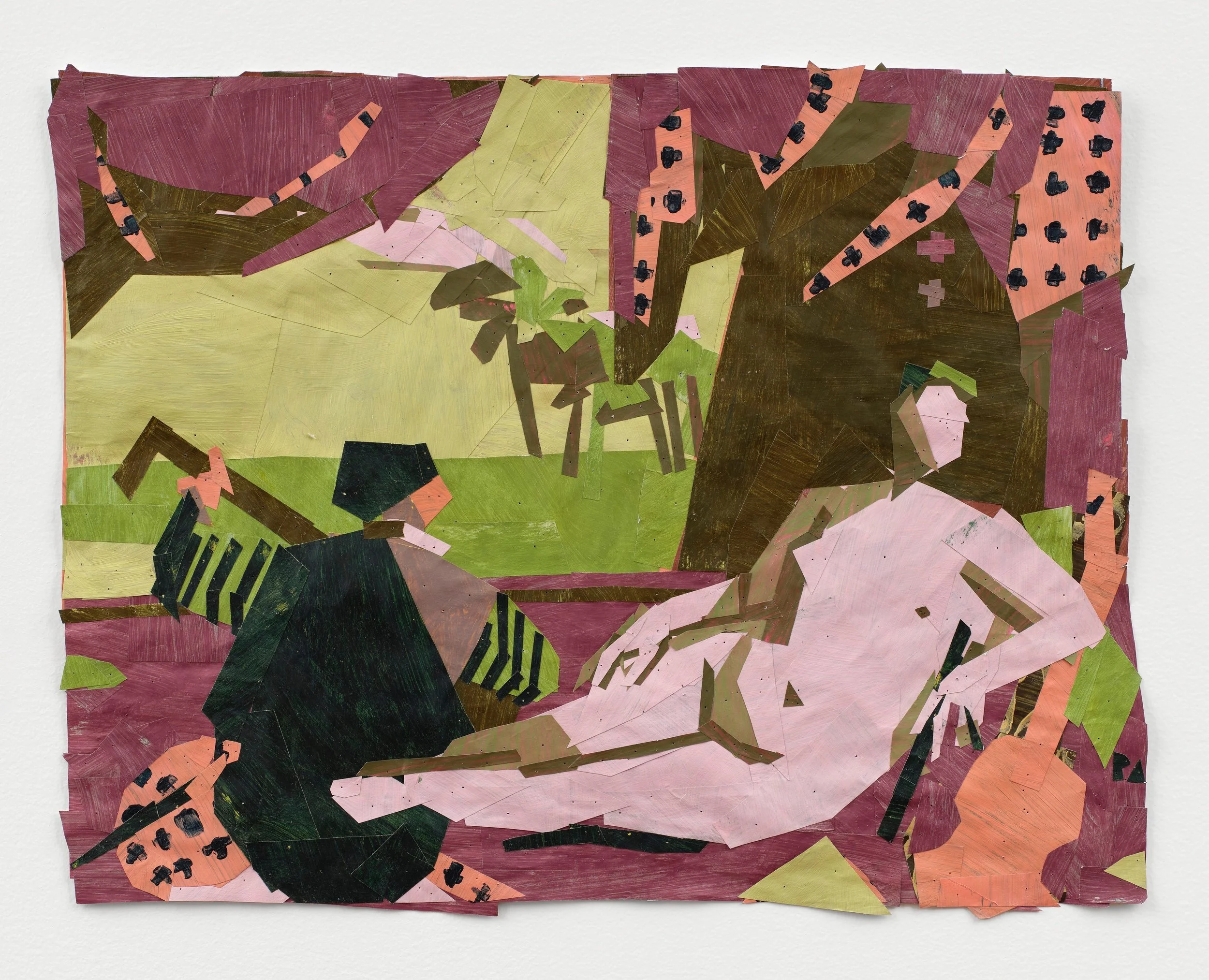 After Titian ll, painted paper collage, 11.8x15.5 inches, 2025