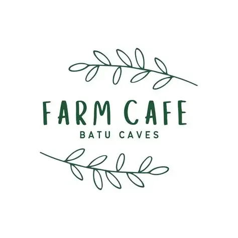 Farm Cafe Bat Cave logo with green text and leaf illustrations.