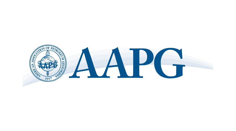 Logo of the American Association of Petroleum Geologists with the acronym AAPG and an emblem with a drill rig