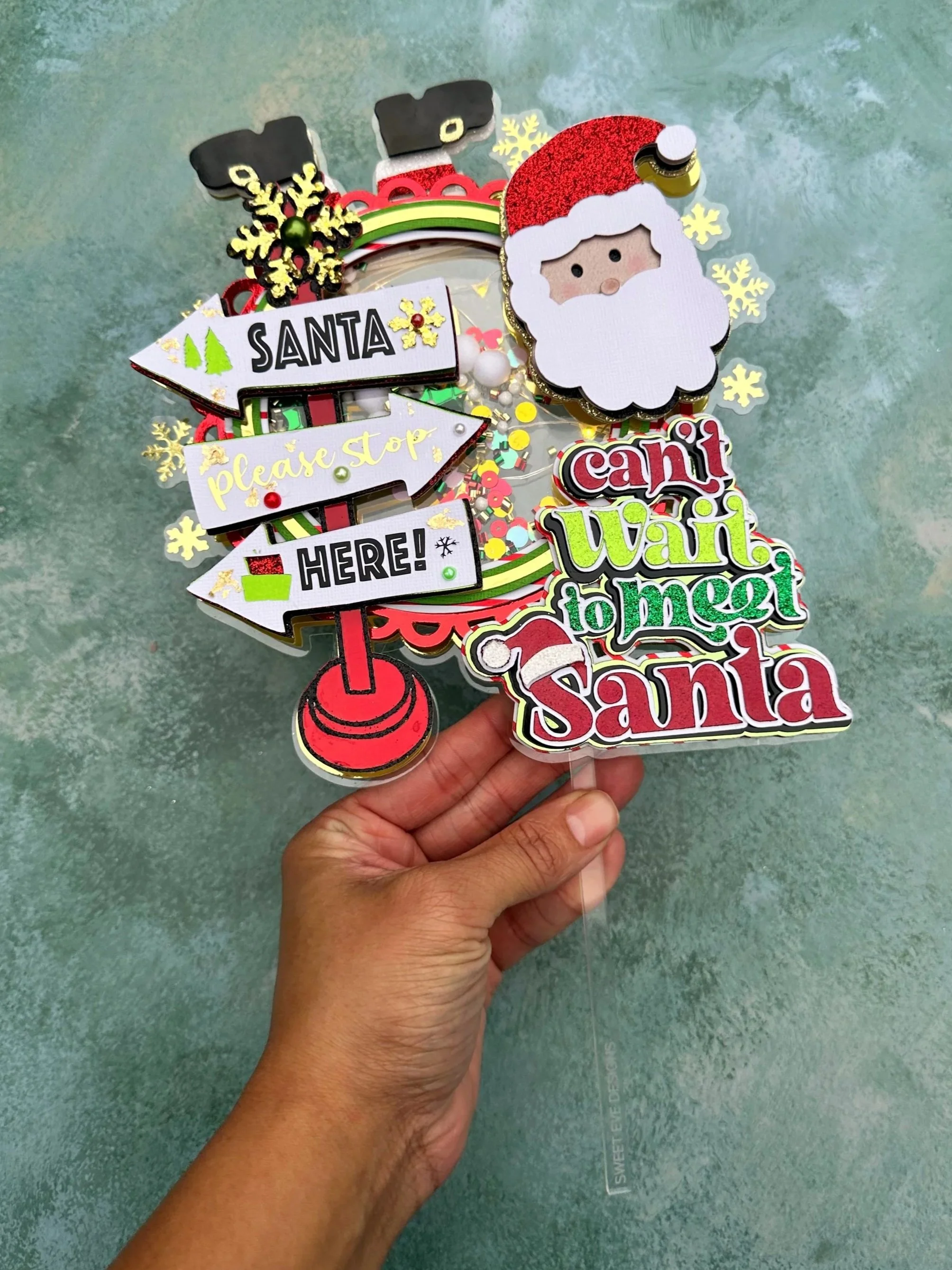 light up shaker christmas cake topper