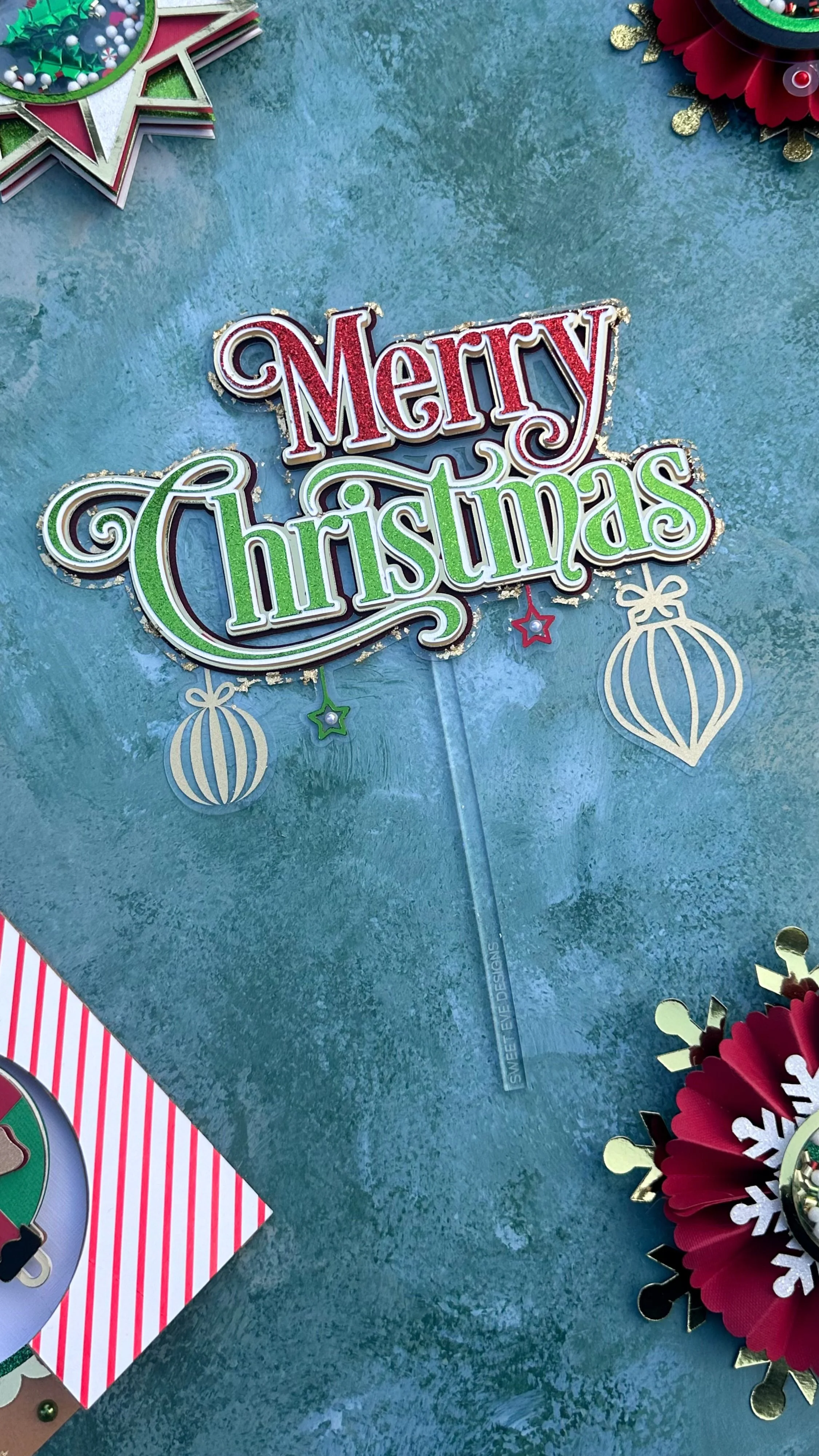 merry Christmas simple cake topper