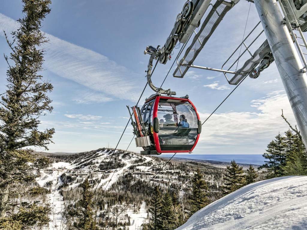 Ski gondola at Lutsen Mountains overlooking Lake Superior on Minnesota’s North Shore