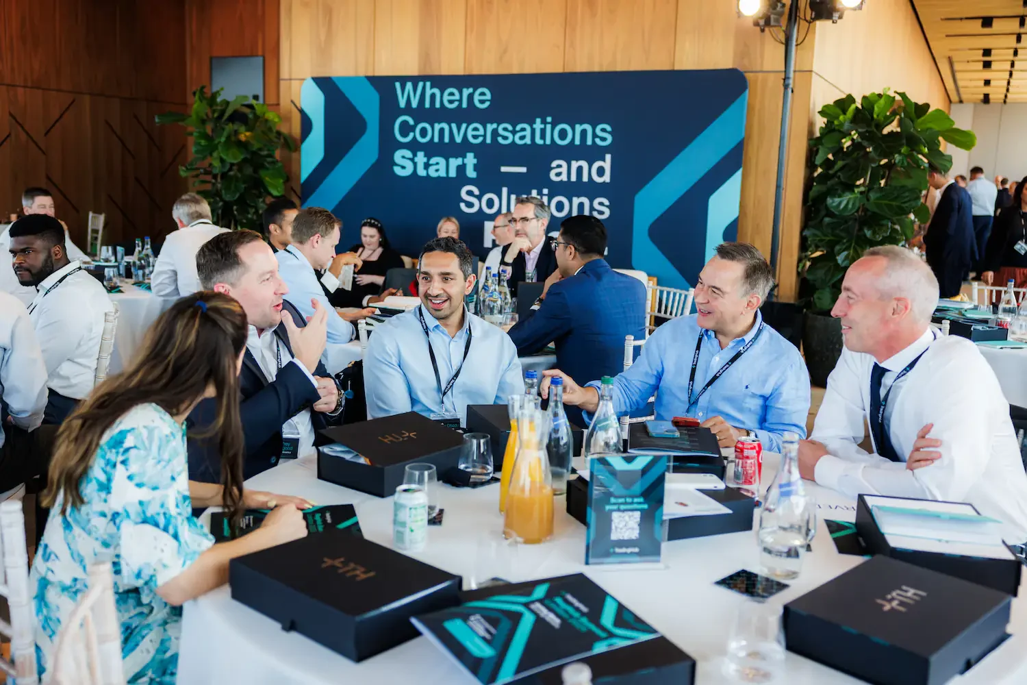 Corporate delegates networking during a London summit