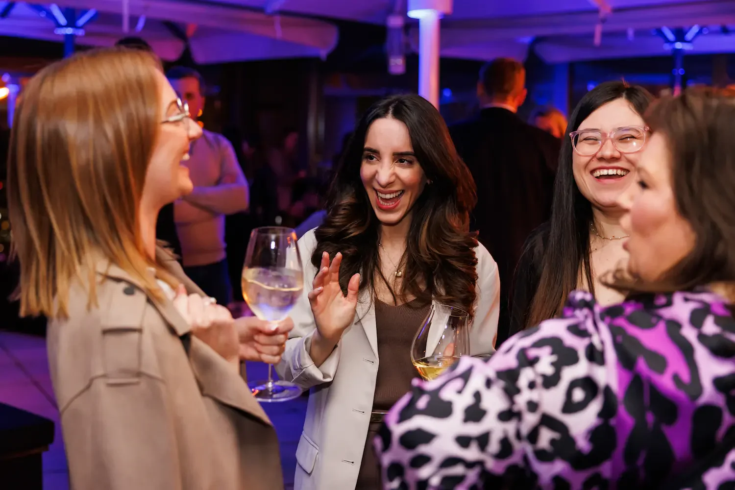 Candid moment during networking event