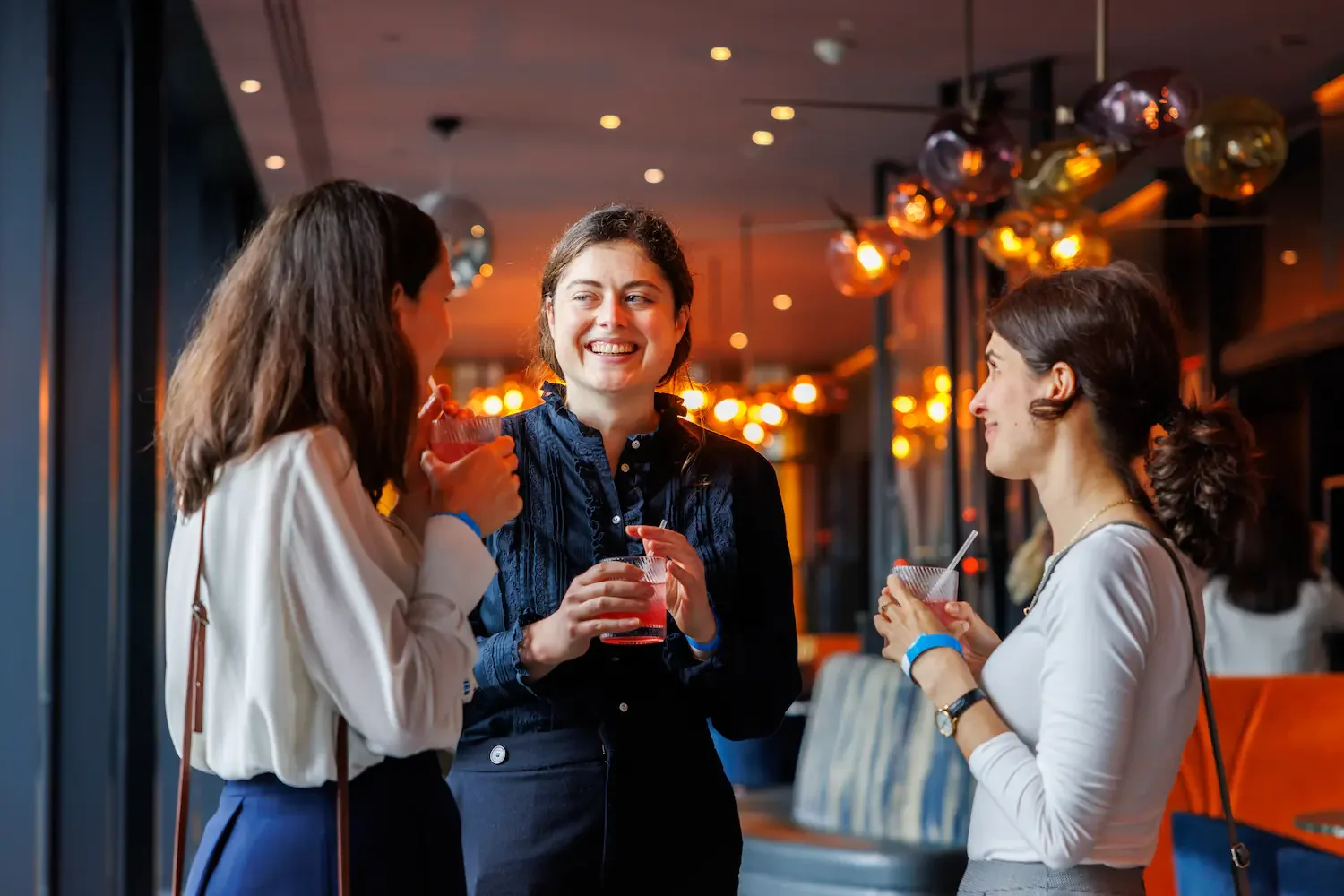 Candid smiles during a company summer party