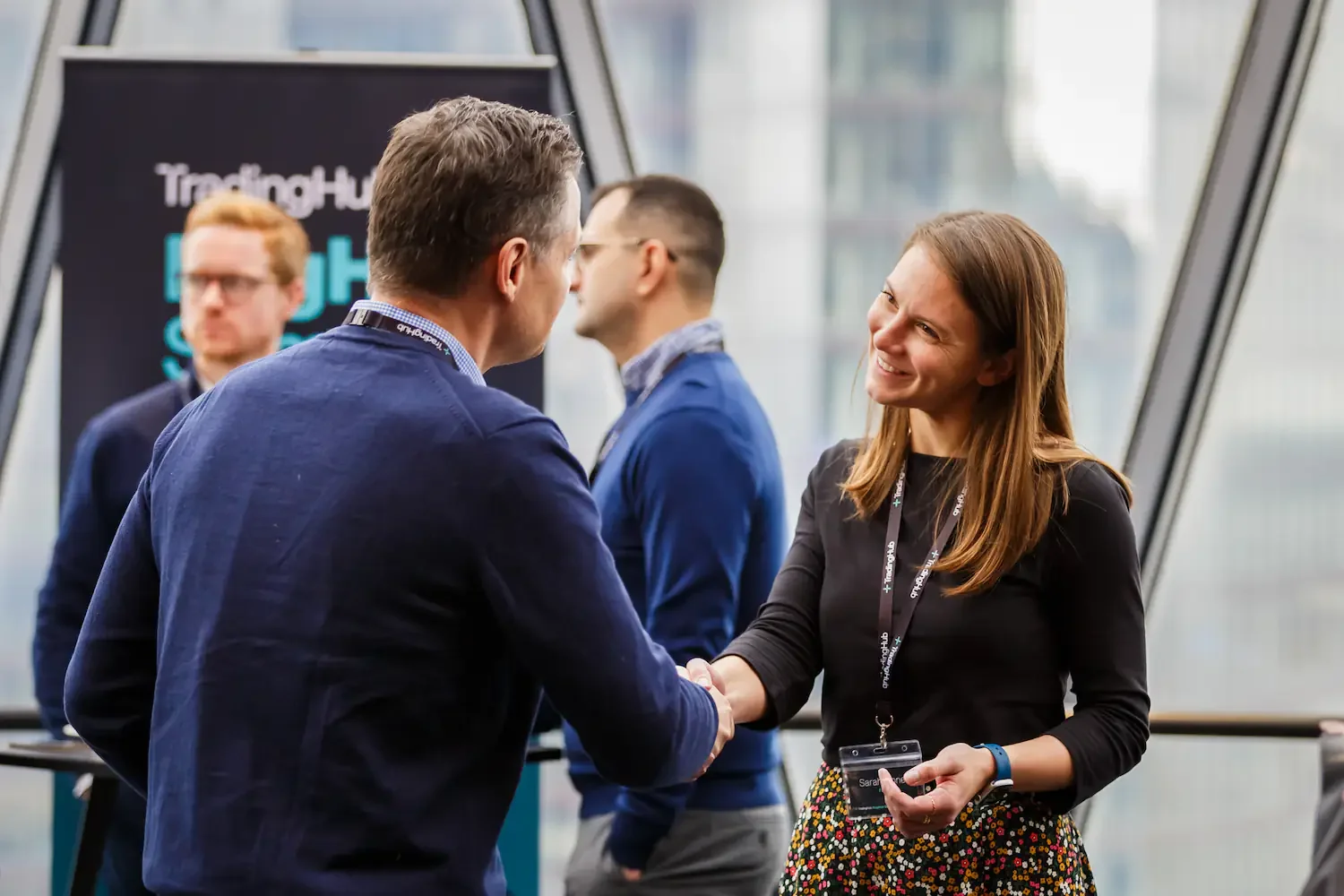 Handshake during corporate event at The Gherkin