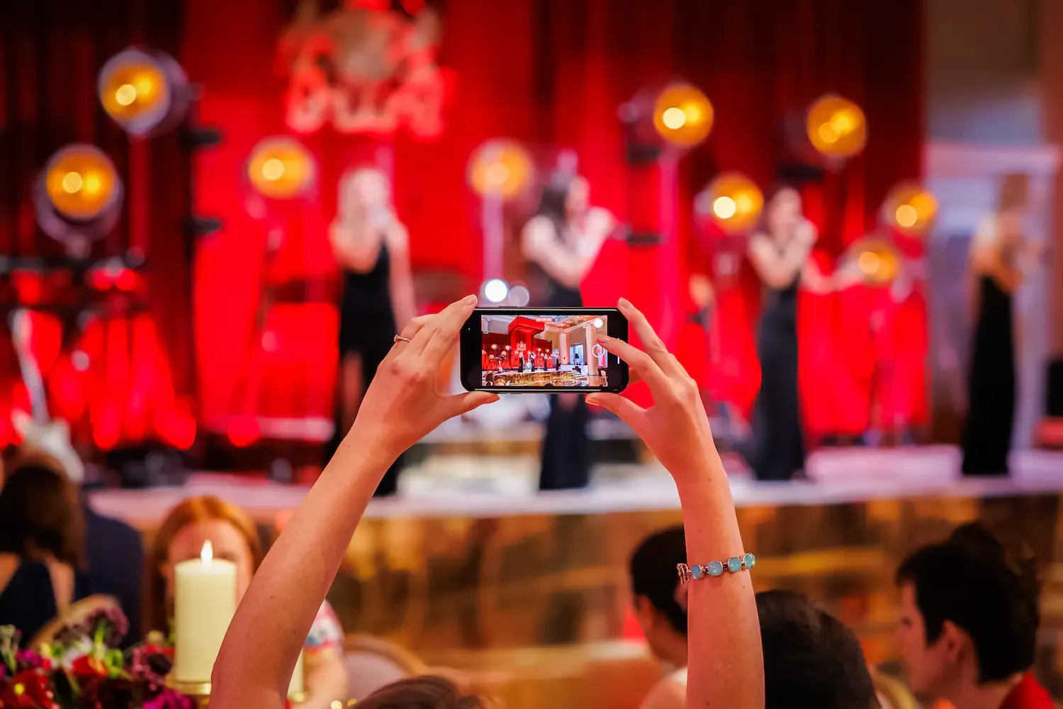 Snapshot during a band performance in Banqueting House