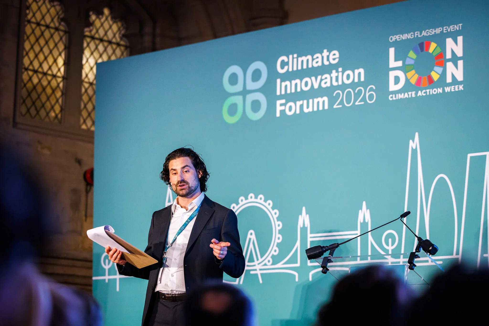 Climate Innovation Forum speaker presenting at Guildhall