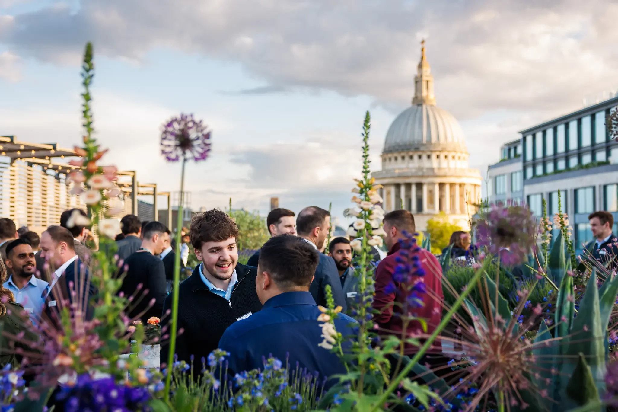 Corporate rooftop networking event overlooking St Paul’s Cathedral