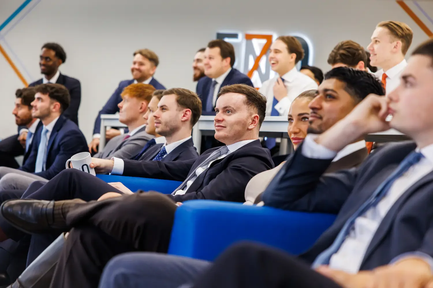 Opening remarks candid moment during corporate kickoff party